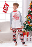 Print Grey Long Sleeves Matching Family Christmas Pajamas