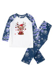 Blue Print Long Sleeves Family Christmas Pajamas