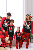 Red Plaid Christmas Fmaily Print Pajamas Sets with Dog