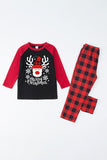 Red Plaid Christmas Fmaily Print Pajamas Sets with Dog