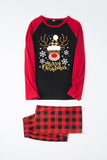 Red Plaid Christmas Fmaily Print Pajamas Sets with Dog