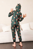 Dark Green Printed Family Christmas One Piece Pajamas