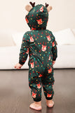 Dark Green Printed Family Christmas One Piece Pajamas