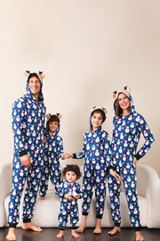 Snowman Print Blue Family Matching Christmas One Piece Pajamas