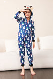 Snowman Print Blue Family Matching Christmas One Piece Pajamas