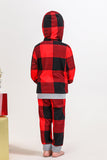 Christmas Family Red Grid Bear Print Pajamas Set