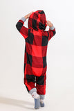 Christmas Family Red Grid Bear Print Pajamas Set