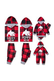 Christmas Family Red Grid Bear Print Pajamas Set