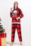 Christmas Family Red Grid Bear Print Pajamas Set