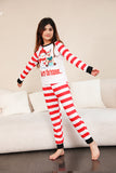 Red Stripes Snowmen Christmas Family Pajamas Set