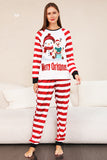 Red Stripes Snowmen Christmas Family Pajamas Set