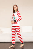 Red Stripes Snowmen Christmas Family Pajamas Set