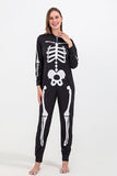 Family Cozy Skeleton Black Print Zip Up Hoodie Onesie