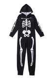 Family Cozy Skeleton Black Print Zip Up Hoodie Onesie