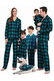 Dark Green Plaid Christmas Family Matching 2 Pieces Pajamas Set