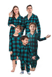 Dark Green Plaid Christmas Family Matching 2 Pieces Pajamas Set