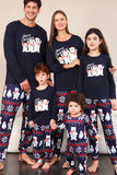 Navy Print Christmas Family Matching Pajamas Set