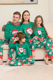 Green Santa Claus and Deer Christmas Family Matching Pajamas Set