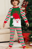 Green and Red Stripes Christmas Santa Claus Family Pajamas Set