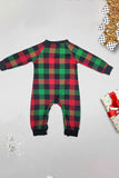 Green and Red Grid Deer Christmas Family Matching Pajamas Set