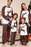 Green and Red Grid Deer Christmas Family Matching Pajamas Set