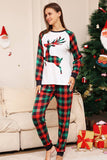 Green and Red Grid Deer Christmas Family Matching Pajamas Set