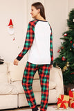 Green and Red Grid Deer Christmas Family Matching Pajamas Set