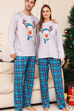 Grey Deer and Blue Plaid Christmas Family Matching Pajamas Set