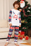 White and Blue Deer Snowflake Pattern Christmas Family Matching Pajamas Set