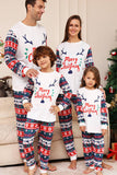 White and Blue Deer Snowflake Pattern Christmas Family Matching Pajamas Set