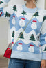 Load image into Gallery viewer, Long Sleeves Blue Snowman Christmas Tree Sweater