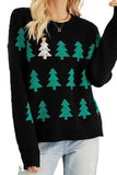 Black Christmas Tree Sweater with Long Sleeves