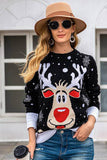 Black Christmas Reindeer Black Snowflake Sweater