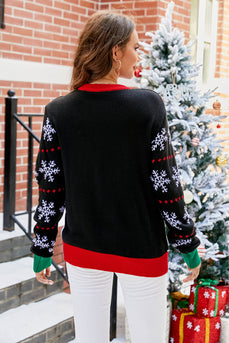 Black Pullover Christmas Santa Claus Knit Sweaters