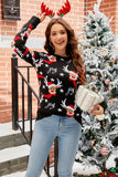 Long Sleeves Reindeer Pattern Christmas Sweater