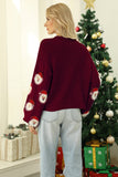 Black Christmas Santa Claus Knit Sweater with Long Sleeves