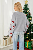 Black Christmas Santa Claus Knit Sweater with Long Sleeves