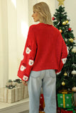 Black Christmas Santa Claus Knit Sweater with Long Sleeves