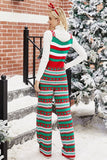 Christmas Red Snowflake Knitted Jumpsuits