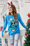 Christmas Blue Penguin Knitted Pullover Sweater