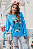 Christmas Blue Penguin Knitted Pullover Sweater