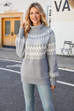 Christmas Coffee High Neck Pullover Knitted Sweater