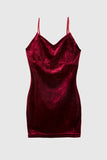 Burgundy Velvet Slip Dresses Mom Daughter Family Matching Outfits