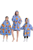 Black Strawberry Family Matching Flannel Oversize Wearable Hoodie Blanket Sweatshirt