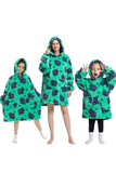 Black Strawberry Family Matching Flannel Oversize Wearable Hoodie Blanket Sweatshirt