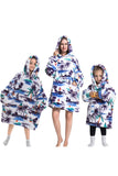 Black Strawberry Family Matching Flannel Oversize Wearable Hoodie Blanket Sweatshirt