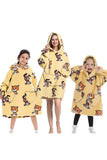 Black Strawberry Family Matching Flannel Oversize Wearable Hoodie Blanket Sweatshirt