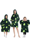 Black Dinosaur Family Matching Flannel Oversize Wearable Hoodie Blanket Sweatshirt