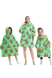 Black Dinosaur Family Matching Flannel Oversize Wearable Hoodie Blanket Sweatshirt