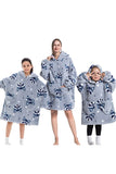 Black Dinosaur Family Matching Flannel Oversize Wearable Hoodie Blanket Sweatshirt